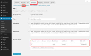 WooCommerce bank deposit settings