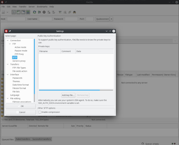 filezilla add ssh key